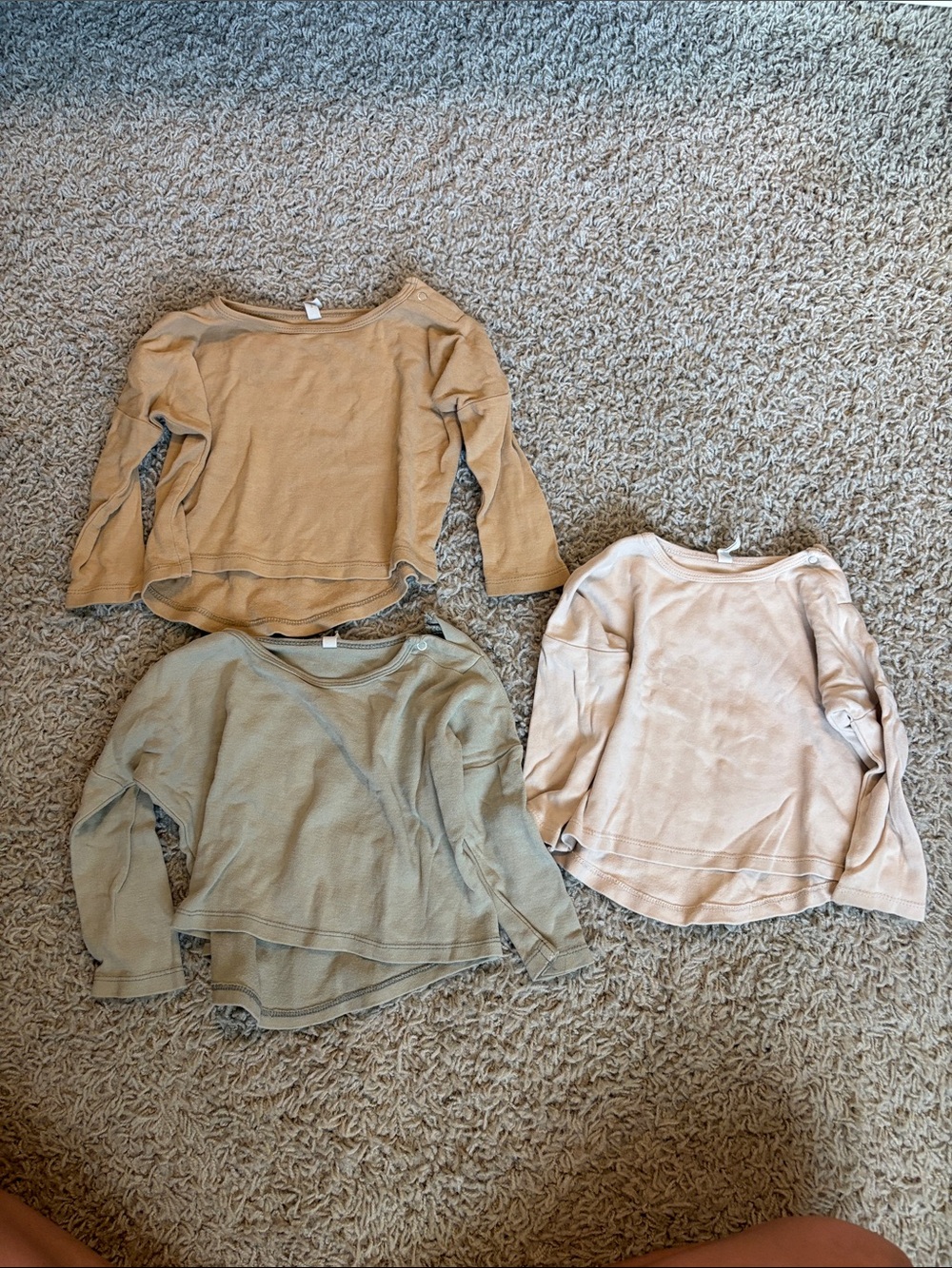 Kids Long-Sleeve Basic Top - Tan, Beige, Sage